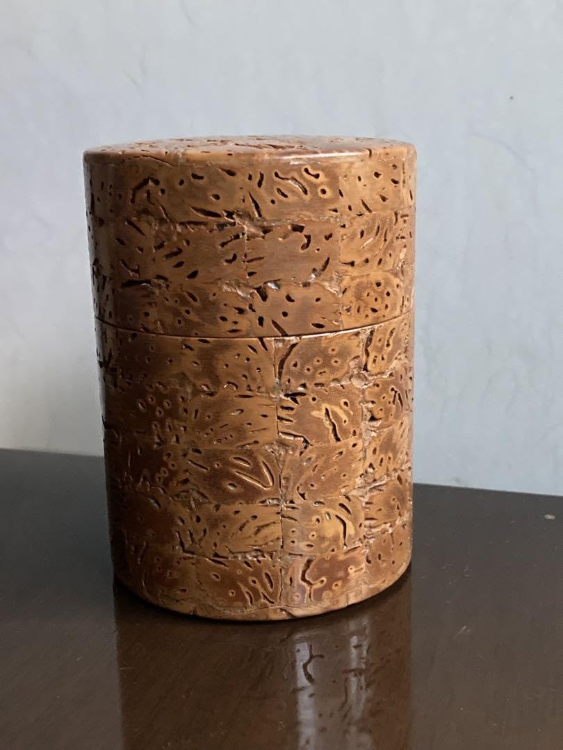 桃の実茶入茶筒銅缶貞作伝統工芸品中古品美品茶道具おすすめ品